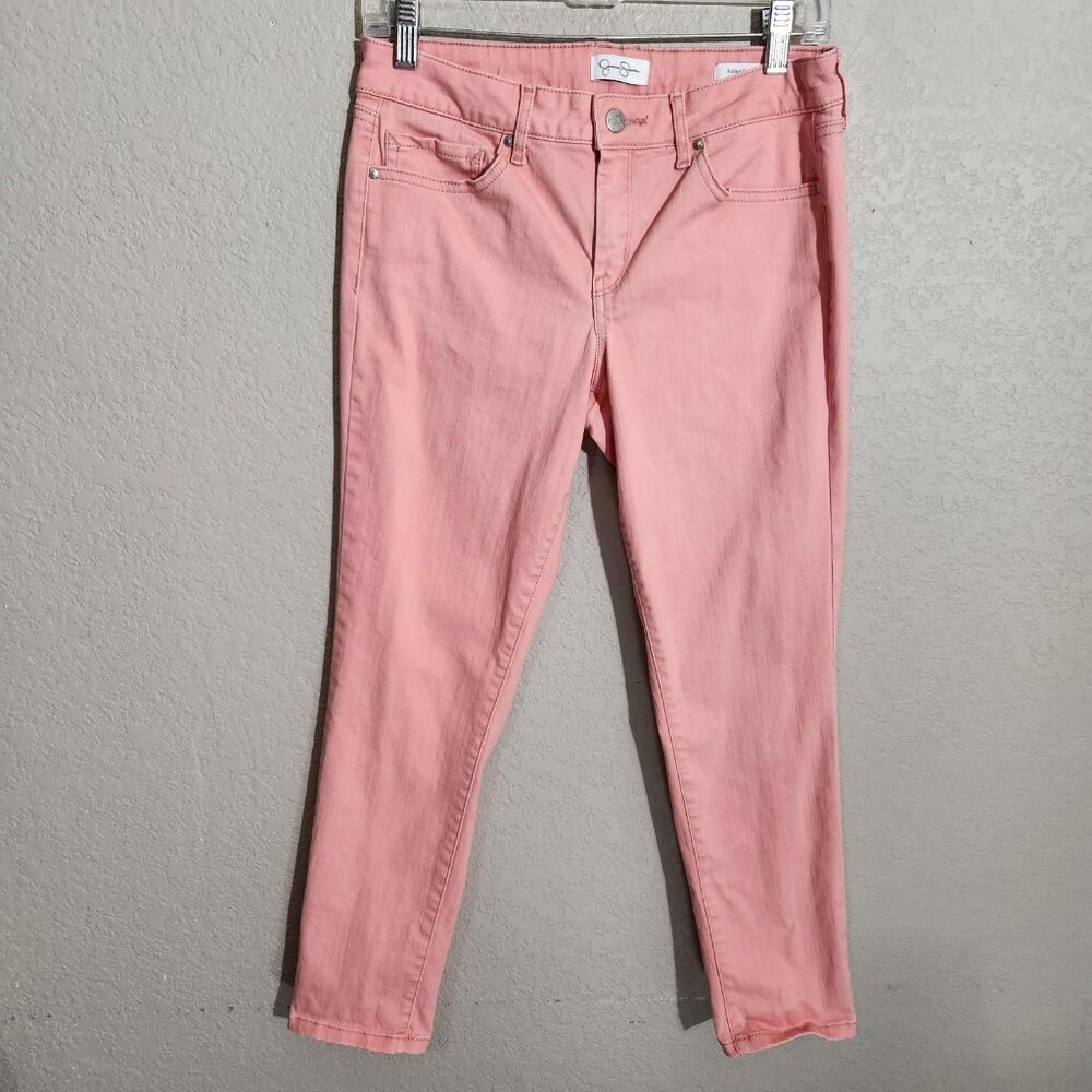 Jessica Simpson Jeans Womens 8 Pink Rolled Crop Skinny Stretch Pants Denim
